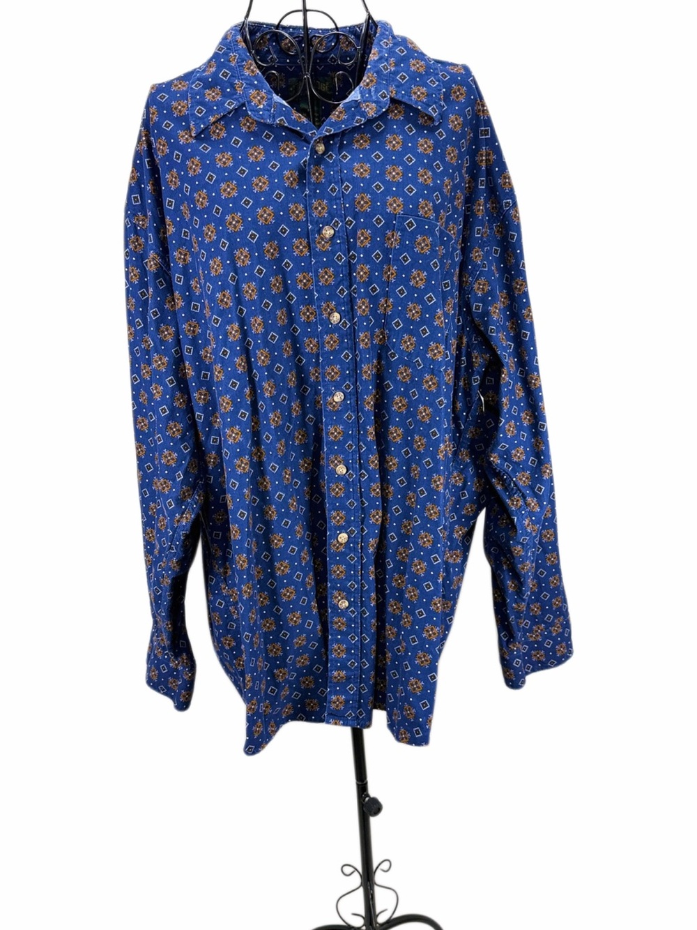 Cambridge Classics XXL Blue Fine Wale Corduroy Geometric Shirt